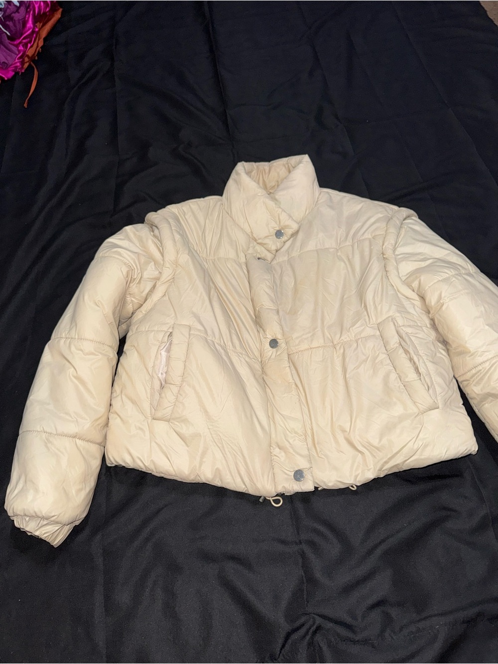 Puff Quilted Cropped Jacket - Cream